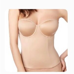 Le Mystere Soirée Longline Bustier Corset Bra Strapless Adjustable 36DD 36E Nude